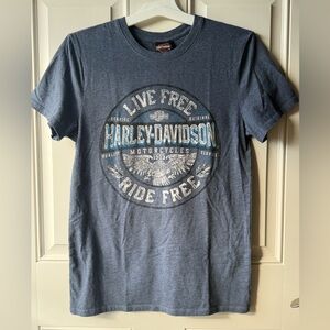 Harley-Davidson Men's Blue Heather Graphic Tee from Finger Lakes HD in Cayuta NY